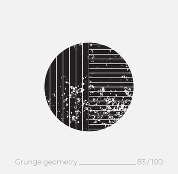 Geometric simple shape in grunge retro style. Universal design element for T-shirt, Posters, Magazine, sale leaflet, billboard, branding