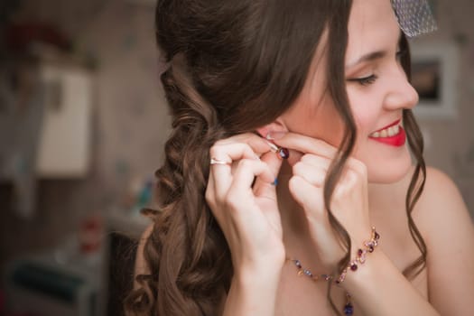 closeup portrait of beautiful bride - soft focus