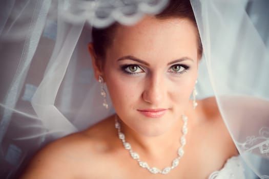 Happy Bride looking in window