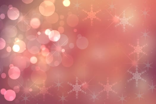 A festive abstract Happy New Year or Christmas texture background and with color blurred bokeh lights and stars. Space for design. Card concept or advertising.