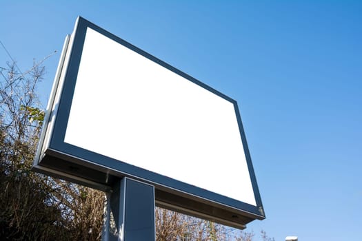 Empty Blank White Custom Billboard Open Public Street HIghway Roundabout German European Small Bushes