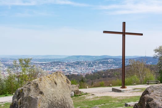 Birkenkopf Stuttgart Park Monument Location Overlook View Panorama Kessel Germany Baden Wuerttemberg Tourism Beautiful Blue Sky Day