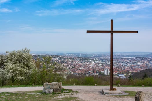 Birkenkopf Stuttgart Park Monument Location Overlook View Panorama Kessel Germany Baden Wuerttemberg Tourism Beautiful Blue Sky Day