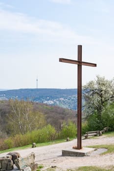 Birkenkopf Stuttgart Park Monument Location Overlook View Panorama Kessel Germany Baden Wuerttemberg Tourism Beautiful Blue Sky Day