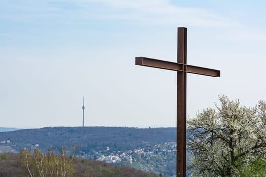 Birkenkopf Stuttgart Park Monument Location Overlook View Panorama Kessel Germany Baden Wuerttemberg Tourism Beautiful Blue Sky Day
