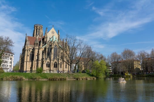 Feuersee Stuttgart Germany Europe Cathedral Religious Old Architecture Destination Visit Travel City Buildings Park Pond