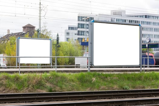 Blank Advertisement Sign City Urban Public White Isolated Clipping Path