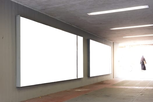 Blank Advertisement Sign City Urban Public White Isolated Clipping Path