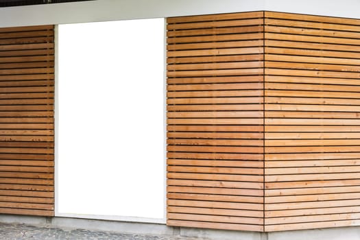 Blank Advertisement Poster Wooden Modern Design Planks Cafe Exterior Large