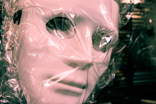 Halloween Anonymous Mask White Guy Fawkes Wrapped Closeup Holiday Costume
