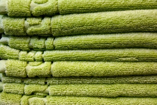 Multicolored Handtowel Closeup Texture Household Object Woven Fabric Folded Green
