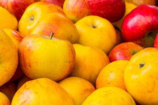 Apple Buch Yellow Red Market Selling Crate Closeup Macro