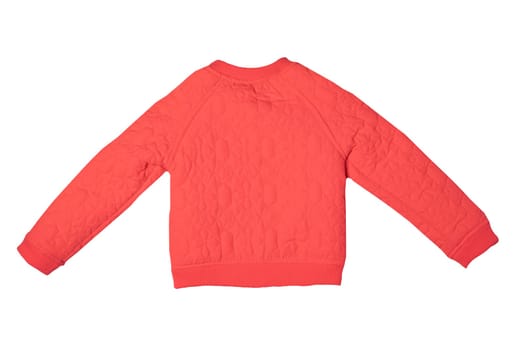 Childrens jacket for spring and autumn. Stylish red warm down jacket isolated on a white background. Child fashion.