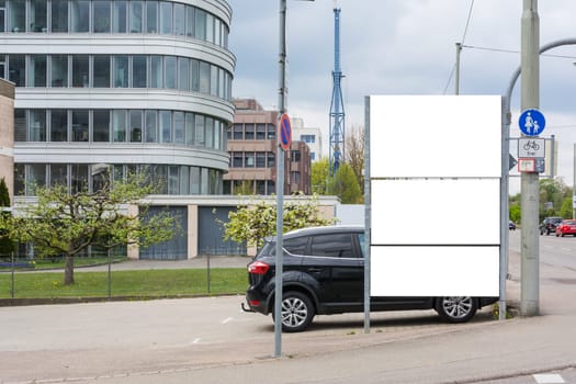 Blank Advertisement Sign City Urban Public White Isolated Clipping Path
