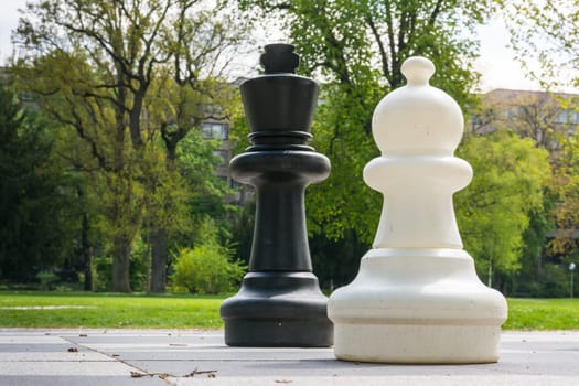 Chess Pieces Board Outdoors Squares Park Large Strategy Asphalt