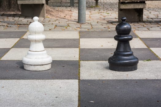 Chess Pieces Board Outdoors Squares Park Large Strategy Asphalt