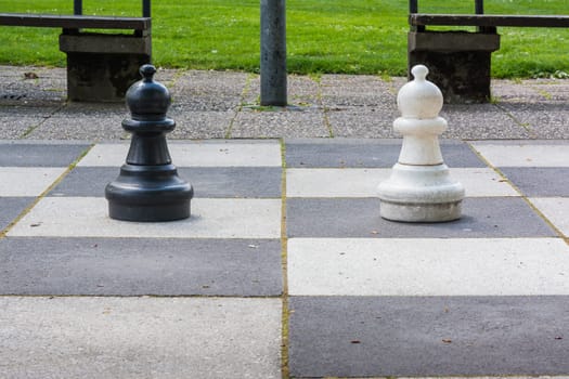 Chess Pieces Board Outdoors Squares Park Large Strategy Asphalt