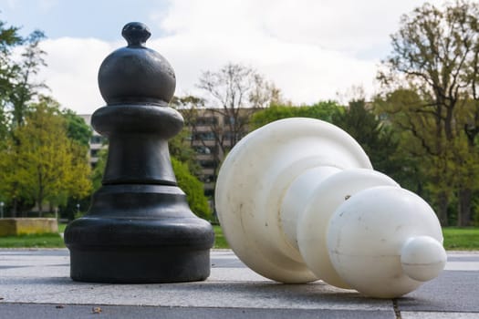 Chess Pieces Board Outdoors Squares Park Large Strategy Asphalt