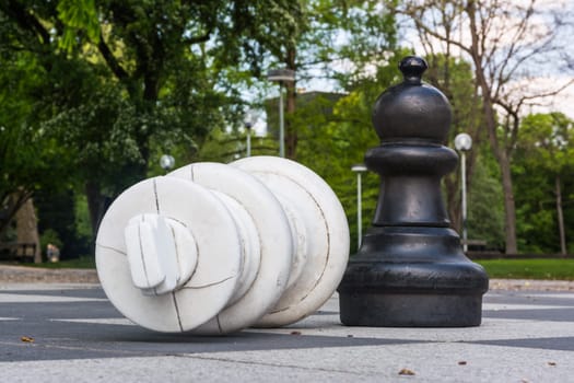 Chess Pieces Board Outdoors Squares Park Large Strategy Asphalt