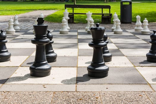 Chess Pieces Board Outdoors Squares Park Large Strategy Asphalt