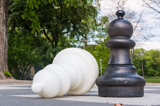 Chess Pieces Board Outdoors Squares Park Large Strategy Asphalt