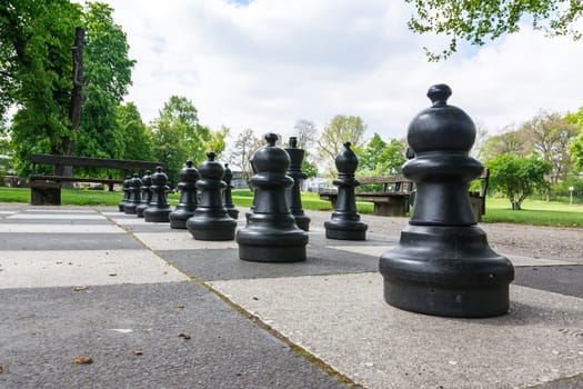Chess Pieces Board Outdoors Squares Park Large Strategy Asphalt