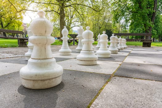 Chess Pieces Board Outdoors Squares Park Large Strategy Asphalt