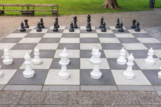 Chess Pieces Board Outdoors Squares Park Large Strategy Asphalt