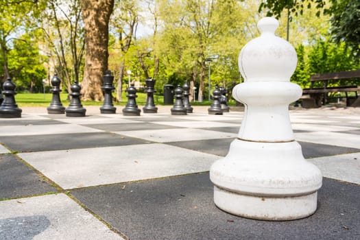 Chess Pieces Board Outdoors Squares Park Large Strategy Asphalt