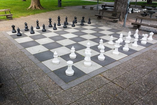 Chess Pieces Board Outdoors Squares Park Large Strategy Asphalt