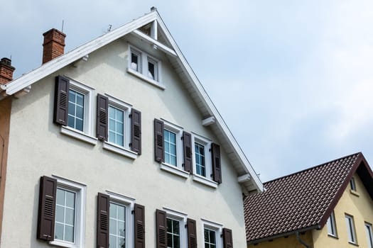 Typical European German City House Front Architecture Sky Cloudy