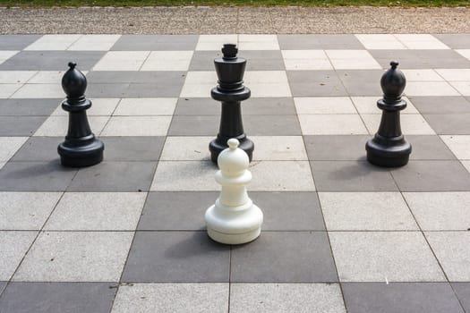Chess Pieces Board Outdoors Squares Park Large Strategy Asphalt