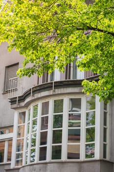 Typical European German City House Front Architecture Sky Cloudy
