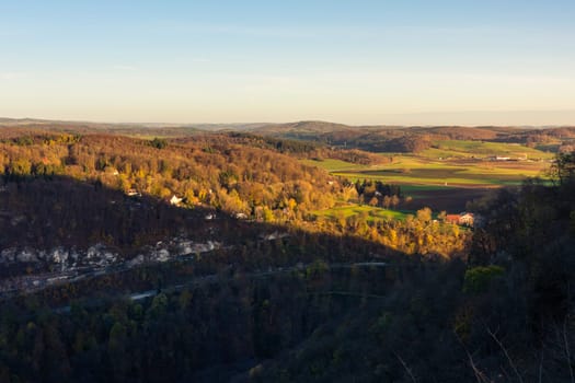 Typical German Agricultural European Landscape Farming Fields Green Rolling Hills Swabian Alb
