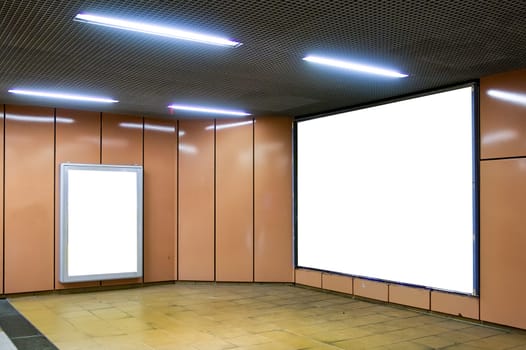 Subway Underground Vintage Interior Blank White Advertisement Billboard Mockup Transportation Station