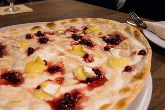 German Berry White Cheese Flammkuchen Restaurant Cuisine European Dish