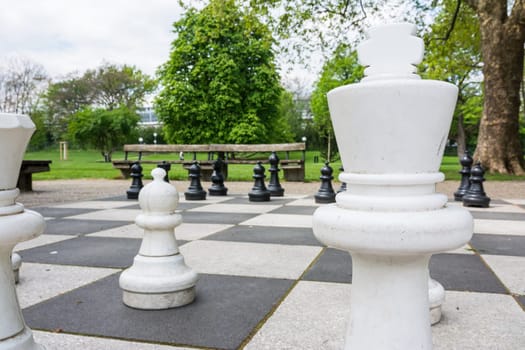 Chess Pieces Board Outdoors Squares Park Large Strategy Asphalt