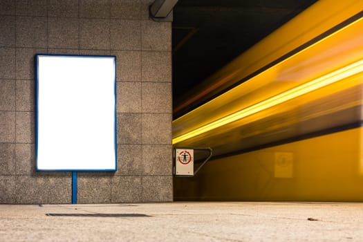 Subway Advertisement Urban Transportation Isolated White Mockup Space Billboard