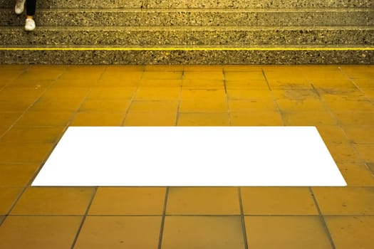 Subway Tile Floor Ad Space White Isolated Mockup Urban Area Advertisement Poster