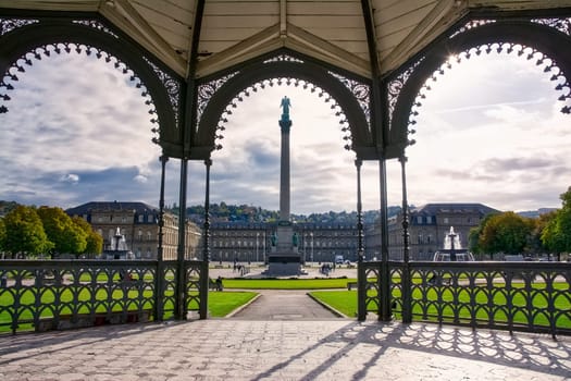 Stuttgart Schlossplatz View Gazebo Germany Architecture Destination Daytime Overcast Weather