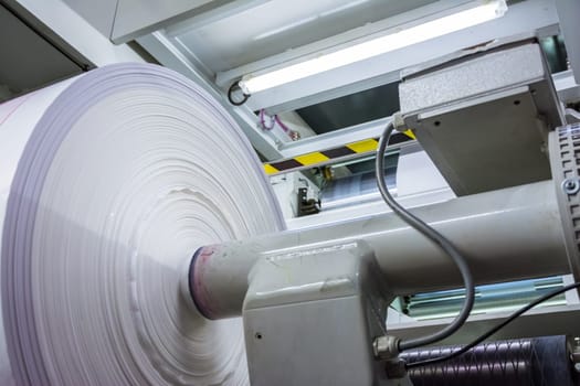 Flexography Roll Material Printed Sheets Cylinder Production Industrial Magenta Rollers Printer Industry Commercial Heavy Flourescent Lights Machine