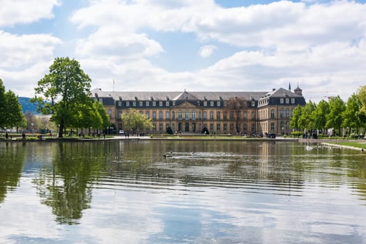 Stuttgart Neues Schloss over Water Beautiful Spring Day German European Historic Architecture