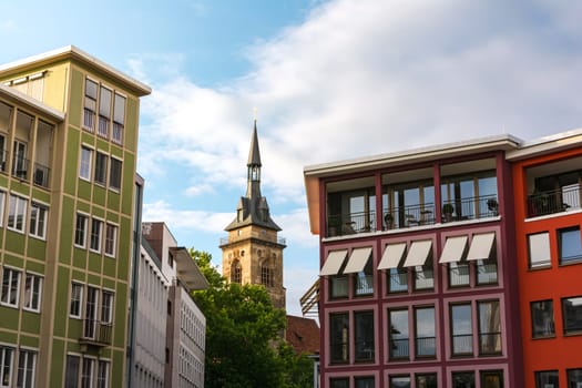Stuttgart Rathaus Marketplace German City Pleasant Sunny Day Blue Sky European Landscape Colorful