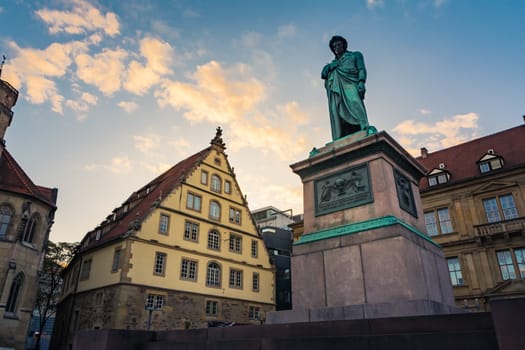 Stuttgart Schillerplatz Sunset City Center Historical Architecture Sightseeing Germany