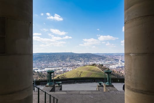 Stuttgart Landscape Germany TV Tower Vineyards Beautiful Blue Skies European Travel Destination Vacation Green Grass Rolling Hills