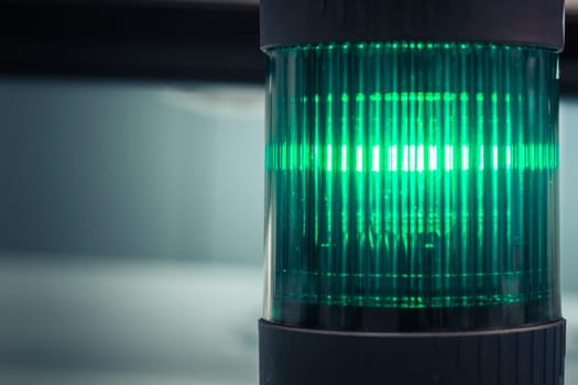 Machine Start Green Light Industrial Warning Closeup Object Factory