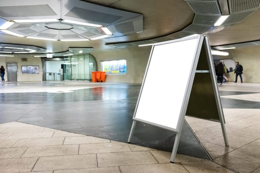 Blank Underground Subway Advertisement Empty Space Indoors Interior Cafe Folding Sign