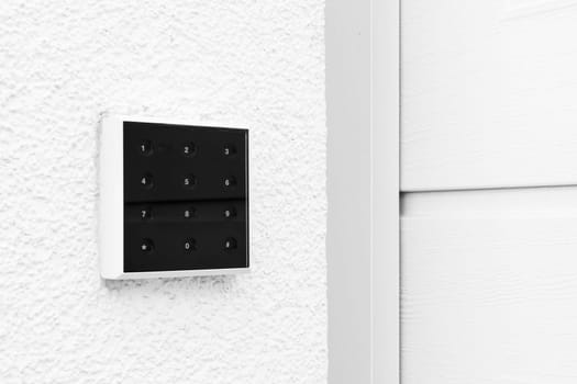 Black and White Modern Contemporary Keypad Design Garage Door