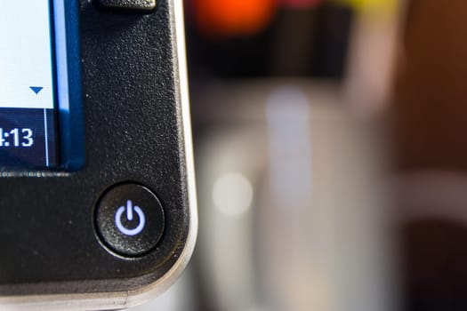 Computer Monitor Power Button Desktop Workspace Depth of Field Light On