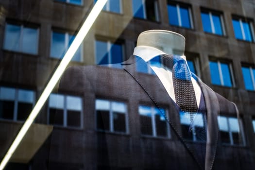Businessman Suit Success Work Expensive Closeup White Collar Tie Buttons Window Reflection